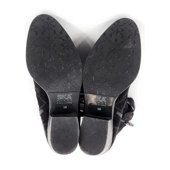 SKA Shoes Suede Leather Buckle Ankle Bootie Black Made in Spain - Picture 9 of 11